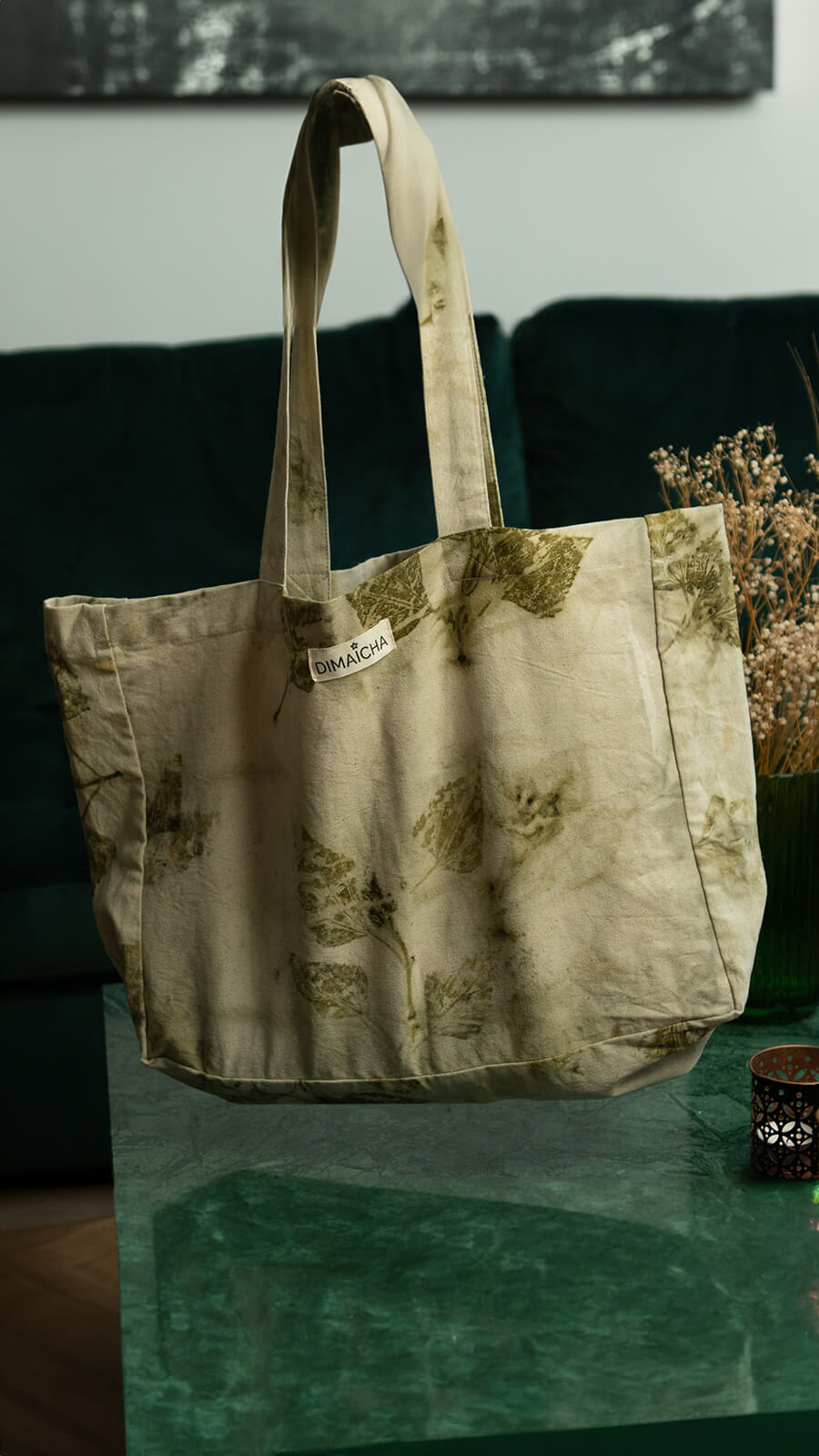 Bred Totebag fra Dimaicha i Eco print