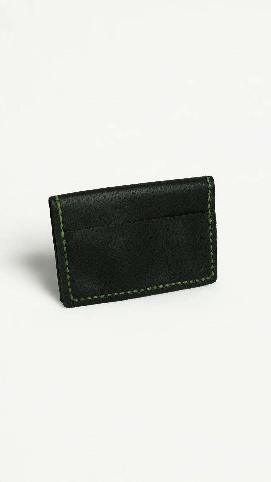 Card Holder Black Green Seam